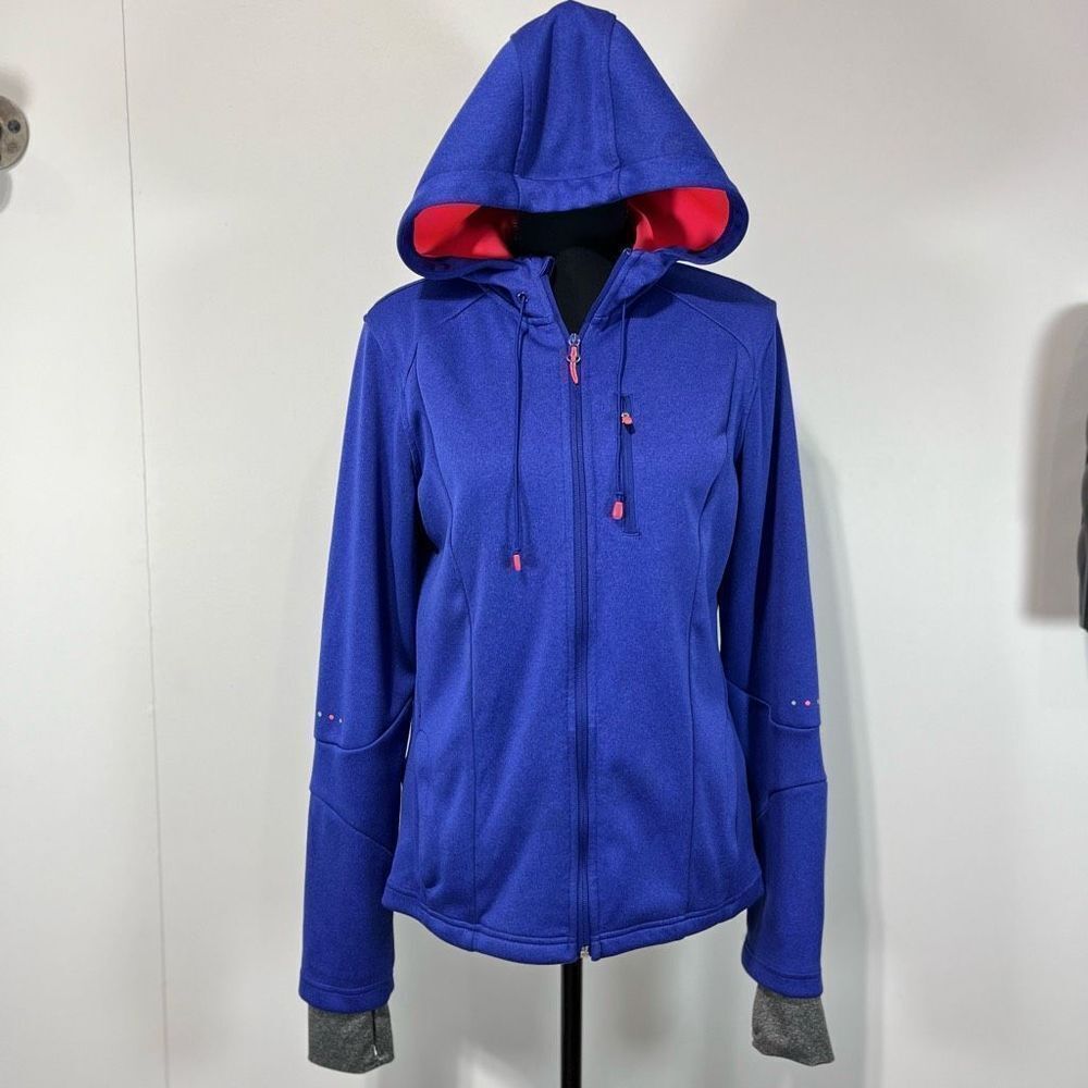Mondetta Zip Up Active Running Hooded Jacket Women’s Indigo / Pink Size M / L